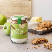 pineut koekjesmix, appel-kaneel koekjesmix, bedankje, pineut havermoutkoekjes,  bedankje voor collega, bedankje voor juf/meester