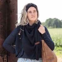 omslagdoek coco knit factory navy blauw kleding voor koude dagen in het najaar - Verrasjelief