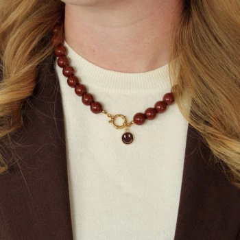 Handgemaakte ketting met grote kralen