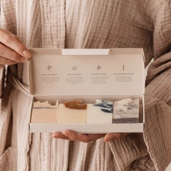 Brievenbus giftset met een collectie van 4 heerlijke geurzeepjes