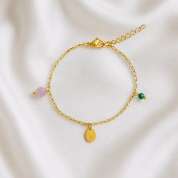 Hart onder de riem armbandje met edelsteentjes en gravure