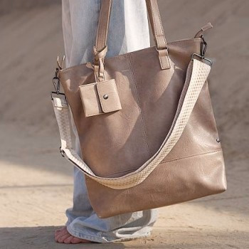 Royale  camel shopper met extra schouderband