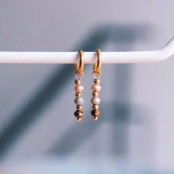 Mooie RVS creolen met mooie facetkralen hanger