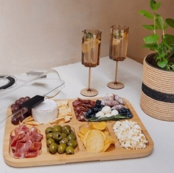 Bamboe snack tray met draag deksel - Verrasjelief