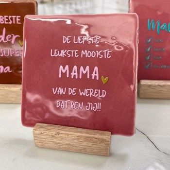 Originele tegeltjes met houten standaardje