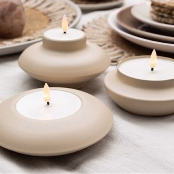 Set van drie naturel LED kaarsen