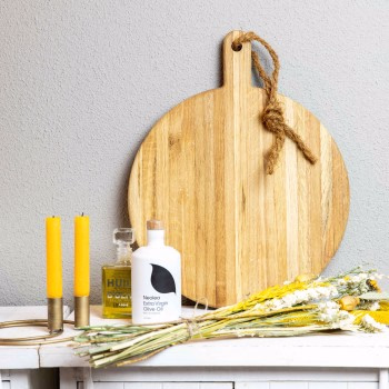 Ronde handgemaakte eikenhouten serveerplank