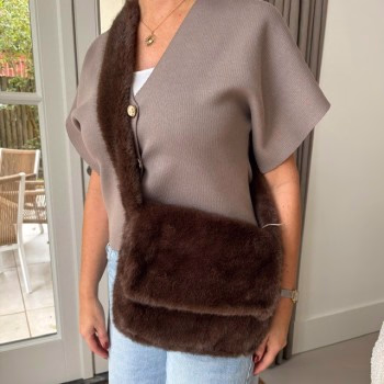 Fluffy fake fur schoudertasje verstelbaar tot handtas - Verrasjelief