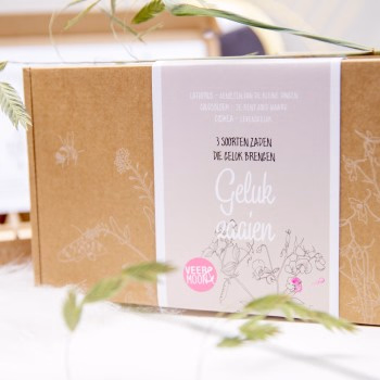 Bloemzaadjes in leuke zakjes met tekst in giftbox!