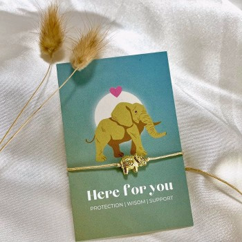 Armbandje met olifantje 'Here for You'