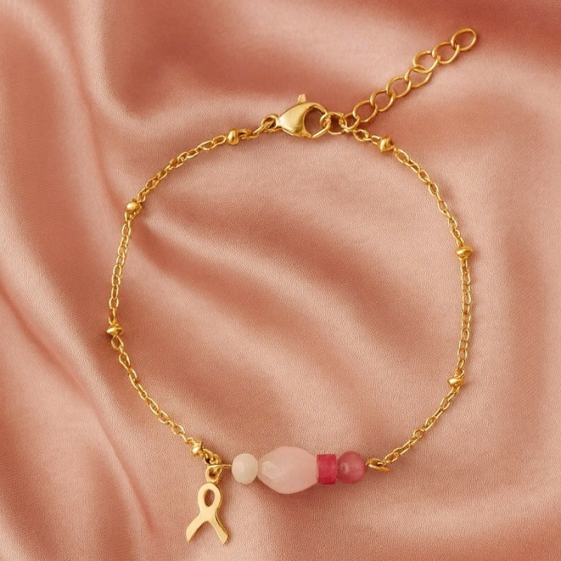 Pink Ribbon armbandje met edelsteentjes - Verrasjelief
