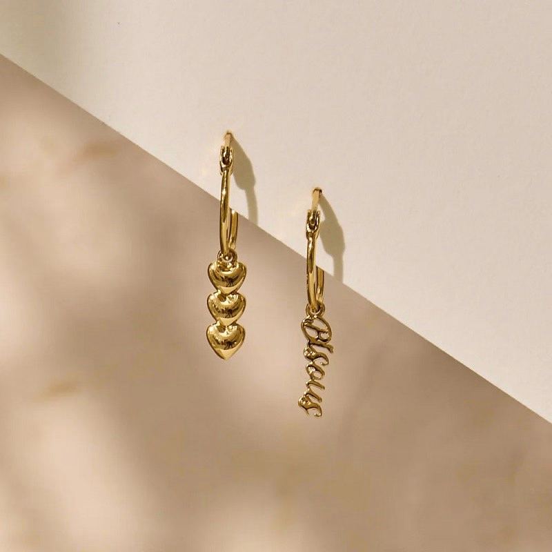 Vergulde Bisous en hartjes Oorbellen - Verrasjelief