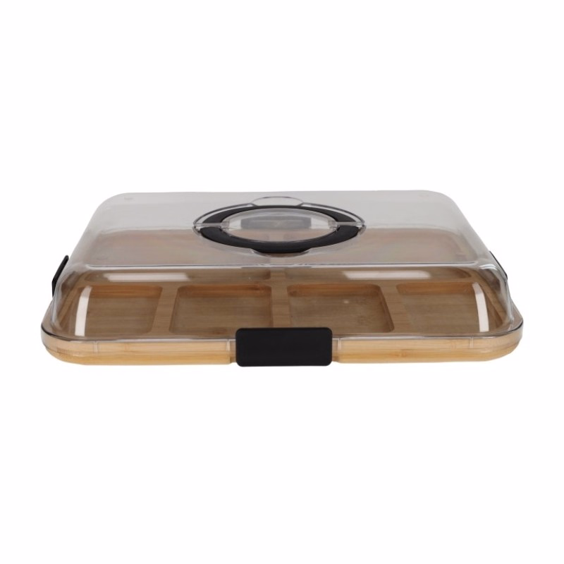 Bamboe snack tray met draag deksel - Verrasjelief