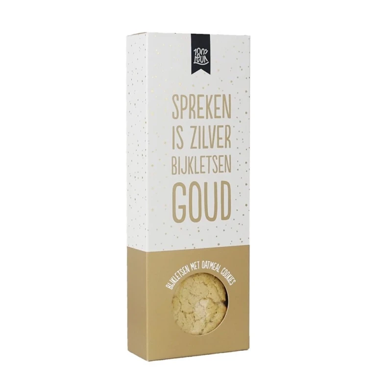 100% Leuke thee en koekjes giftset 'Zilver is spreken, bijkletsen is goud'