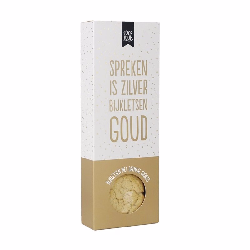 100% Leuke thee en koekjes giftset 'Zilver is spreken, bijkletsen is goud' - Verrasjelief
