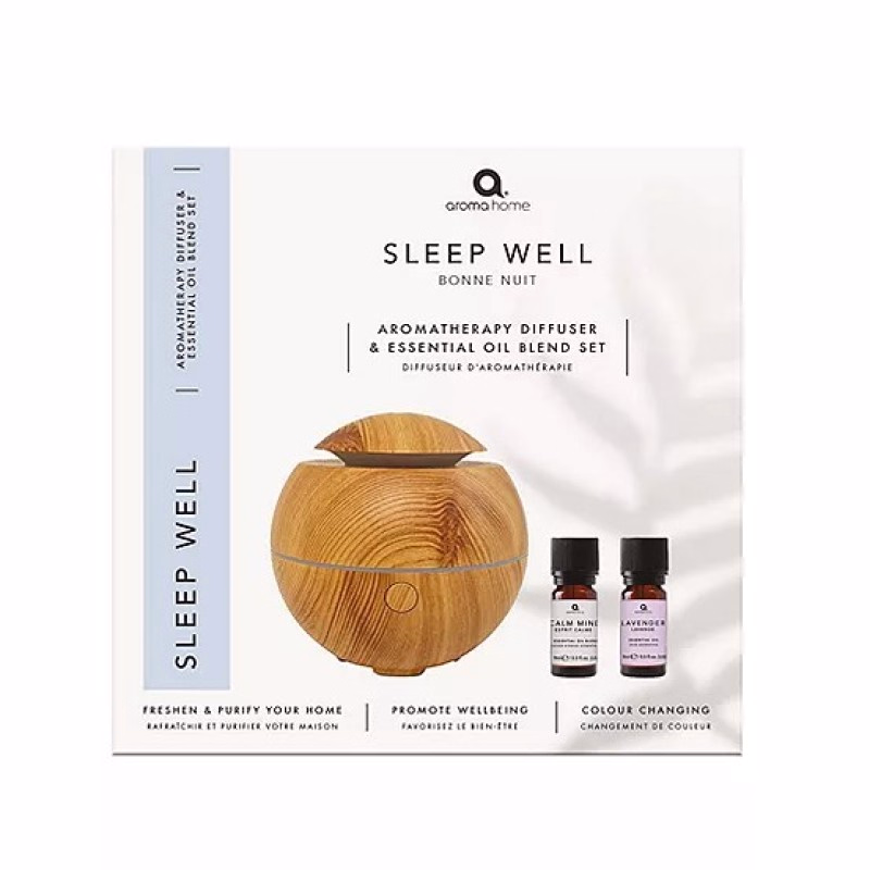 Giftset met prachtige houten aroma diffuser om de lucht te zuiveren en heerlijk te slapen - Verrasjelief