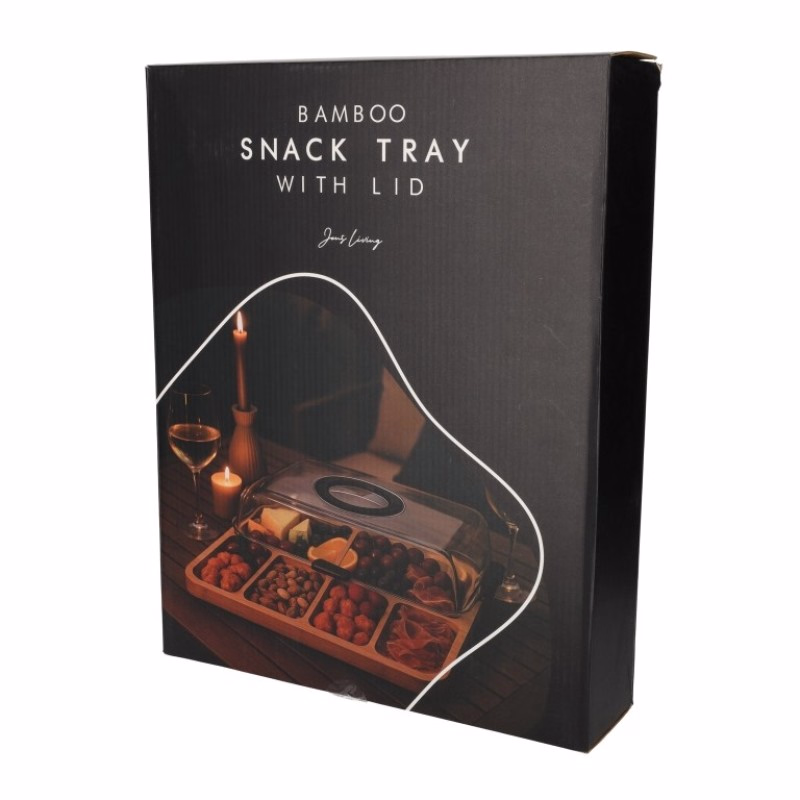 Bamboe snack tray met draag deksel - Verrasjelief