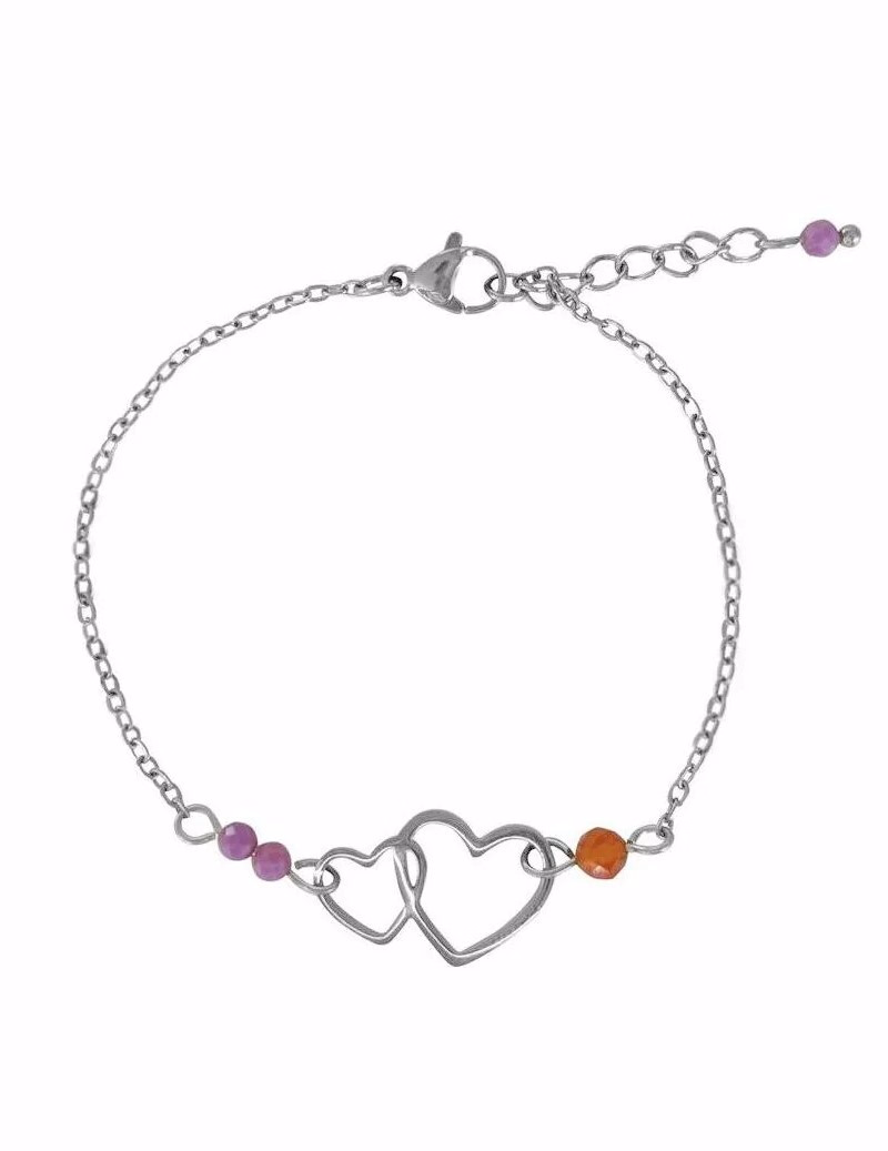 Liefdevol armbandje of kettinkje met hartjes en edelsteentjes