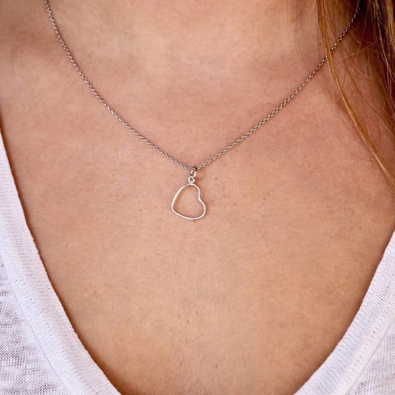 Ketting of armbandje met open hartje in zilver of goud