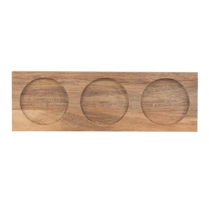 Räder houten plankje met drie schaaltjes met hartje en lepeltjes