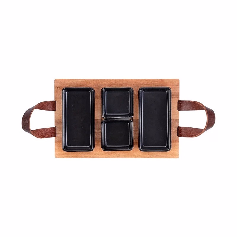 Bowls and dishes Borreltray puur hout met vakjes en schaaltjes - Verrasjelief