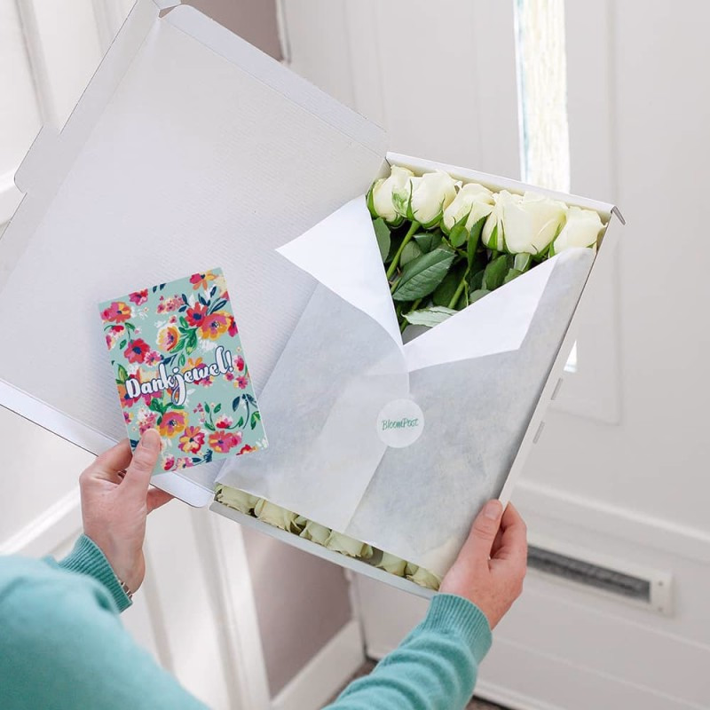 Echte witte, roze of rode rozen door de brievenbus met kaartje - Verrasjelief