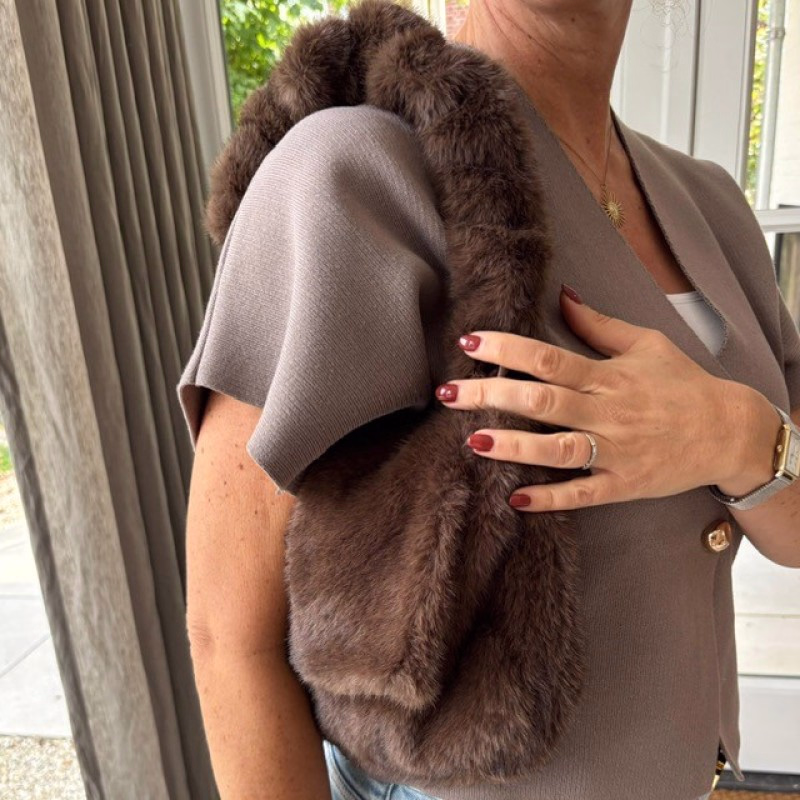 Fluffy fake fur schoudertasje verstelbaar tot handtas - Verrasjelief