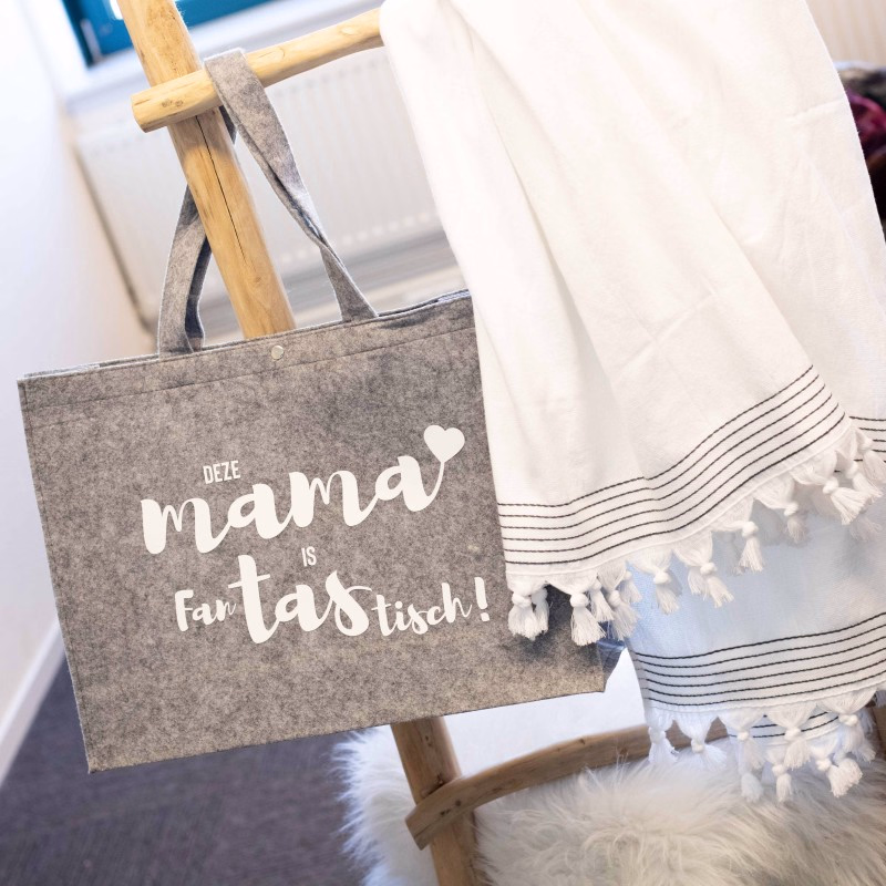Vilten tas "Mama" met hamamdoek