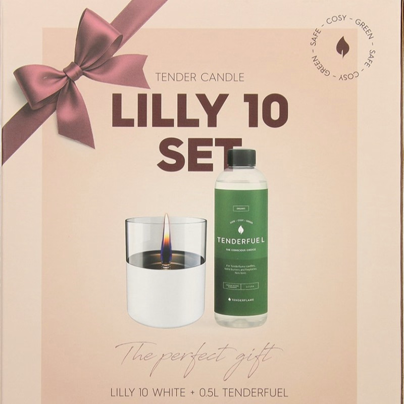 SALE - Tafelhaard Tenderflame mini in giftbox met vulling in zilver, goud, zwart, wit of copper - Verrasjelief