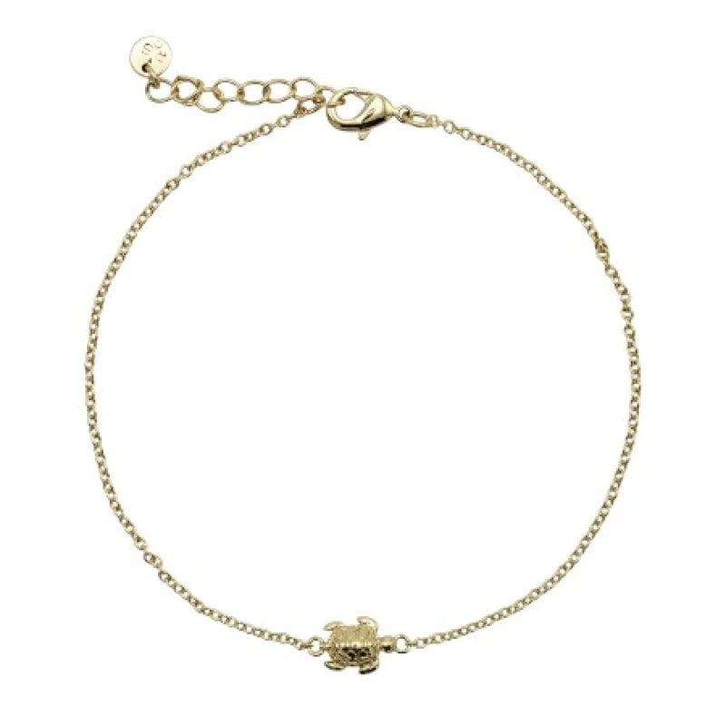 Verguld armbandje 'Go Slow' met schildpadje