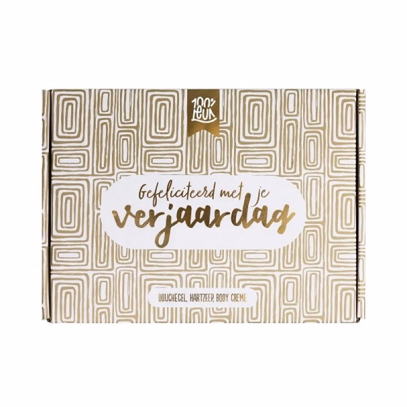 Giftset 'Fijne verjaardag' door de brievenbus met 3 cadeautjes