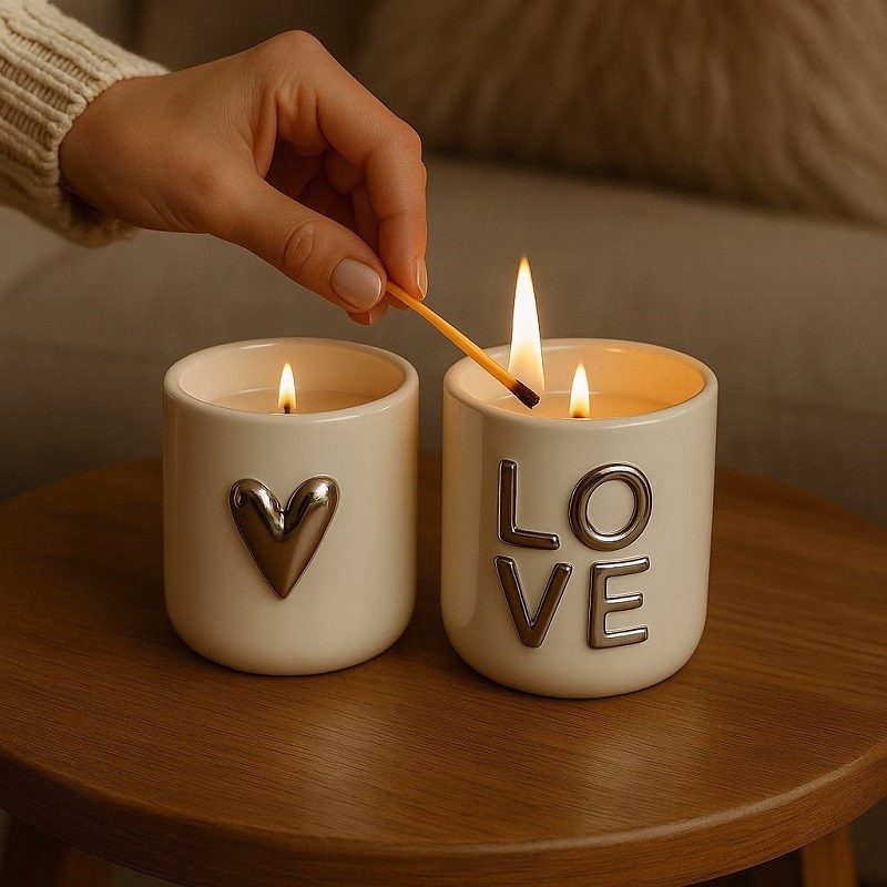 Zusss set van 2 geurkaarsen 'LOVE' en 'hartje' - Verrasjelief