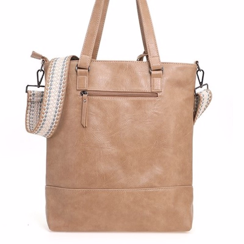 Royale  camel shopper met extra schouderband