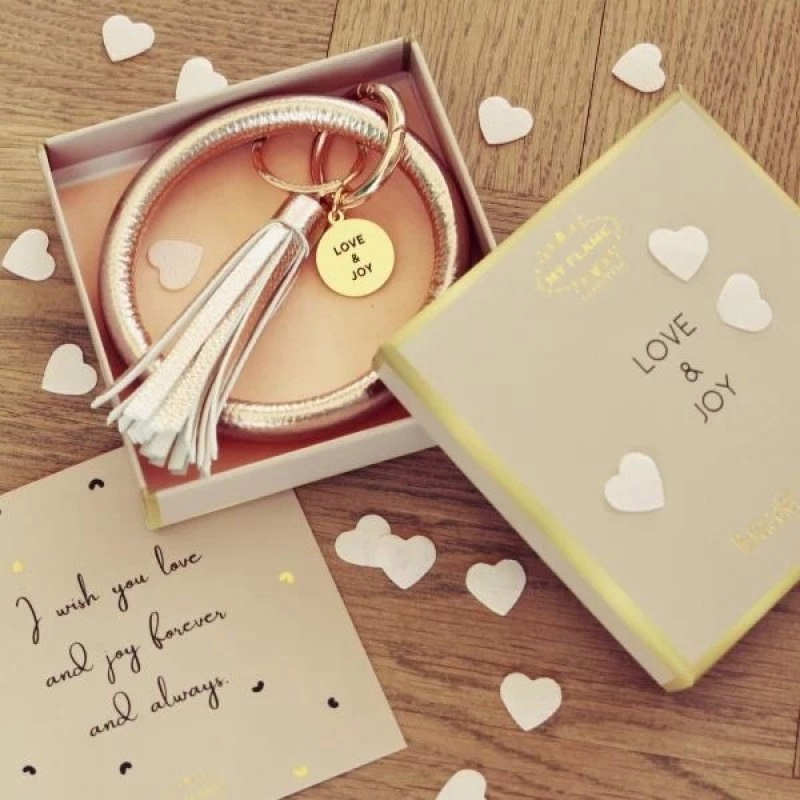 Vegan leren pols sleutelhanger in luxe giftbox
