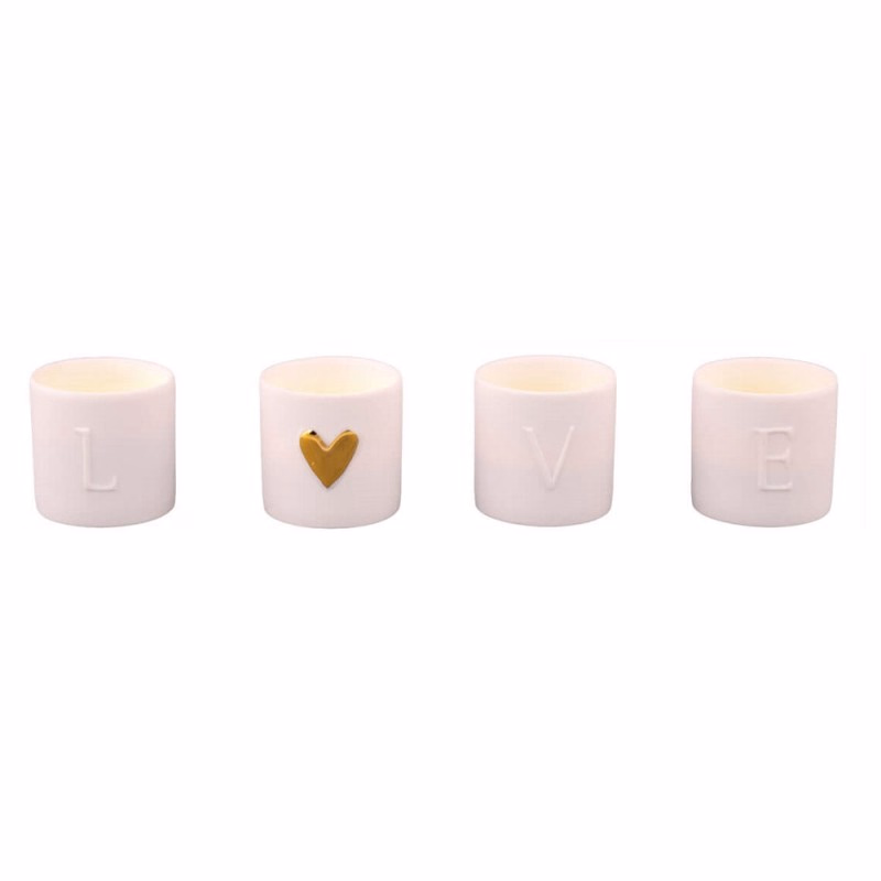 Räder 4 waxinelichtjeshouders LOVE