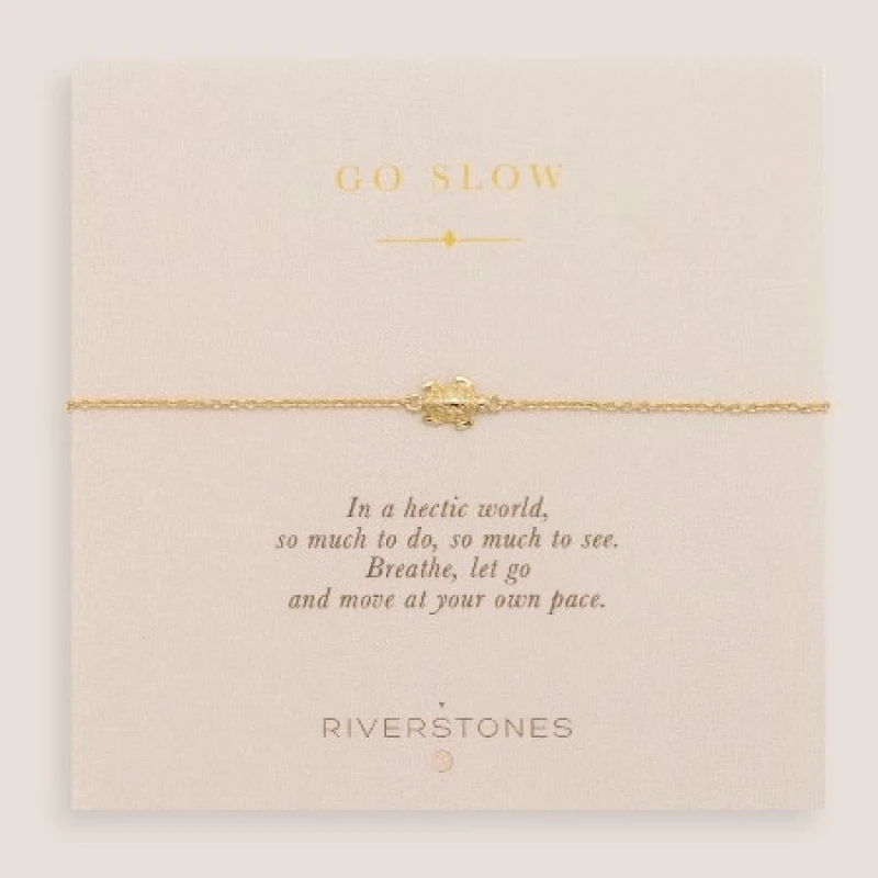 Verguld armbandje 'Go Slow' met schildpadje