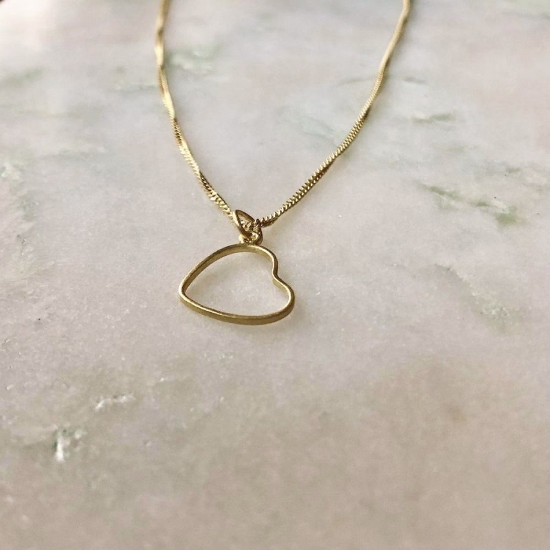 Ketting of armbandje met open hartje in zilver of goud