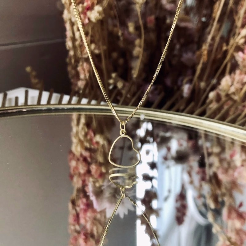 Ketting of armbandje met open hartje in zilver of goud