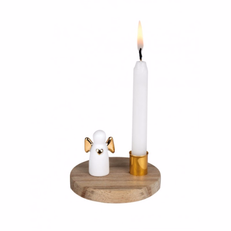 Räder berschermengeltje op houten kandelaartje - Verrasjelief