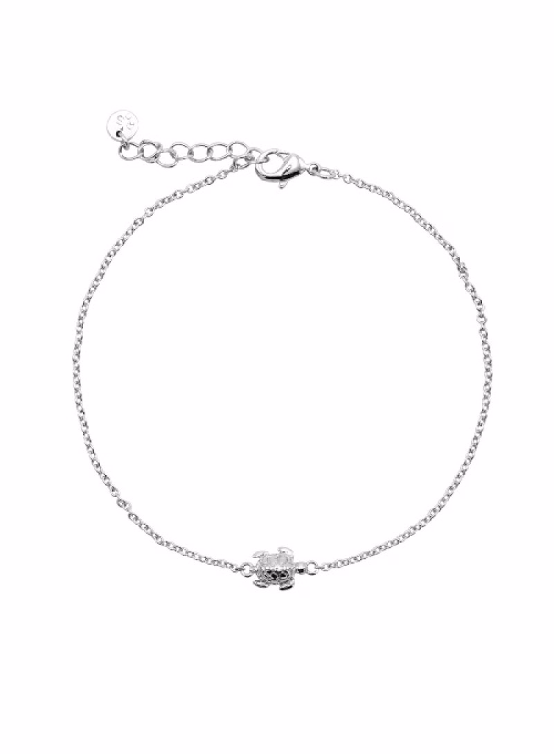 Verguld armbandje 'Go Slow' met schildpadje