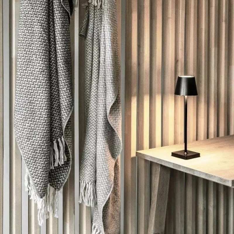 Zachte beige plaid met visgraat motief