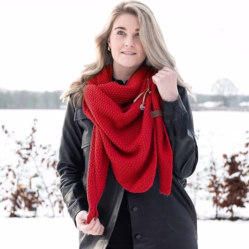 Knitfactory Coco omslagdoek Helder Rood - Verrasjelief