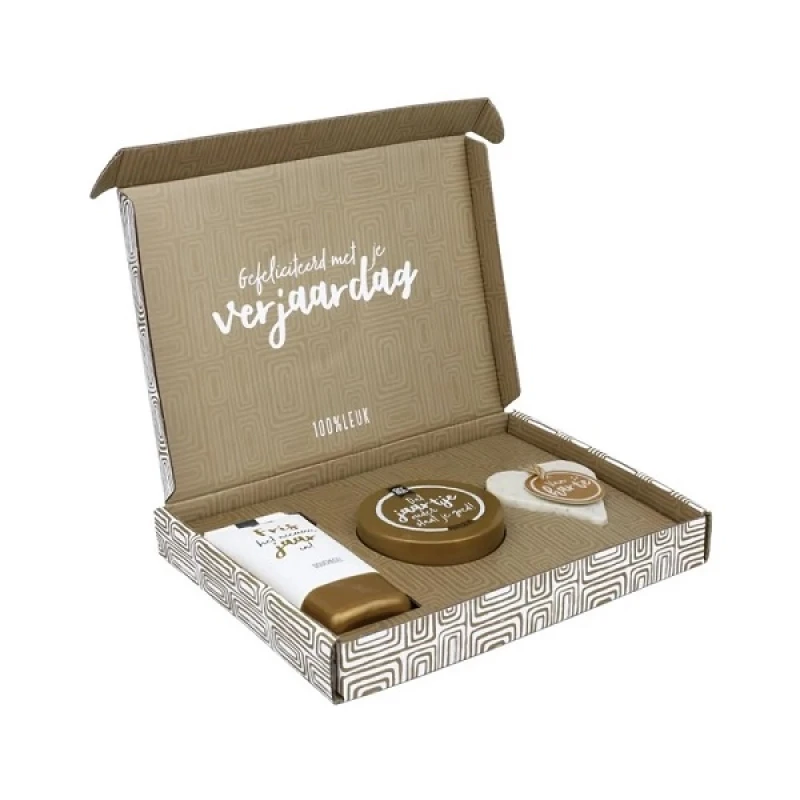 Giftset 'Fijne verjaardag' door de brievenbus met 3 cadeautjes