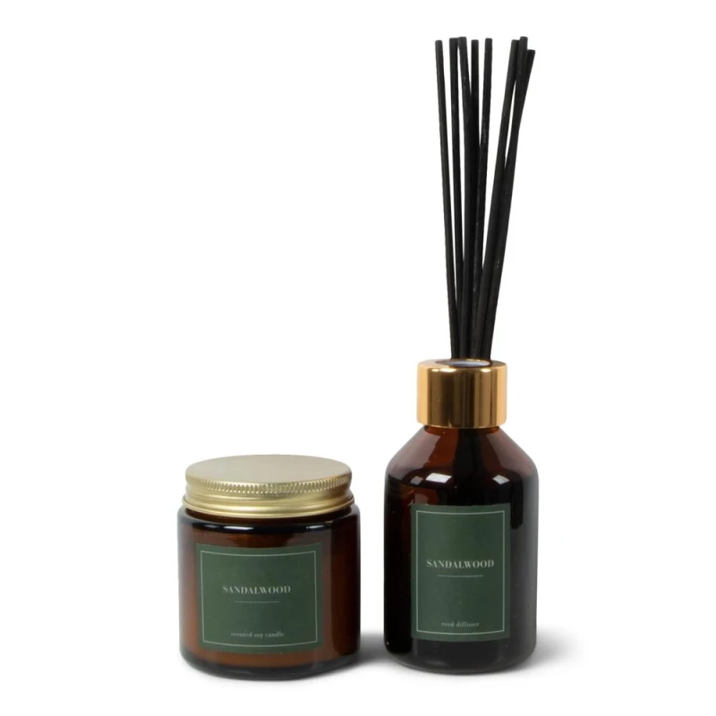 Sandalwood giftset met kaars en geurstokjes