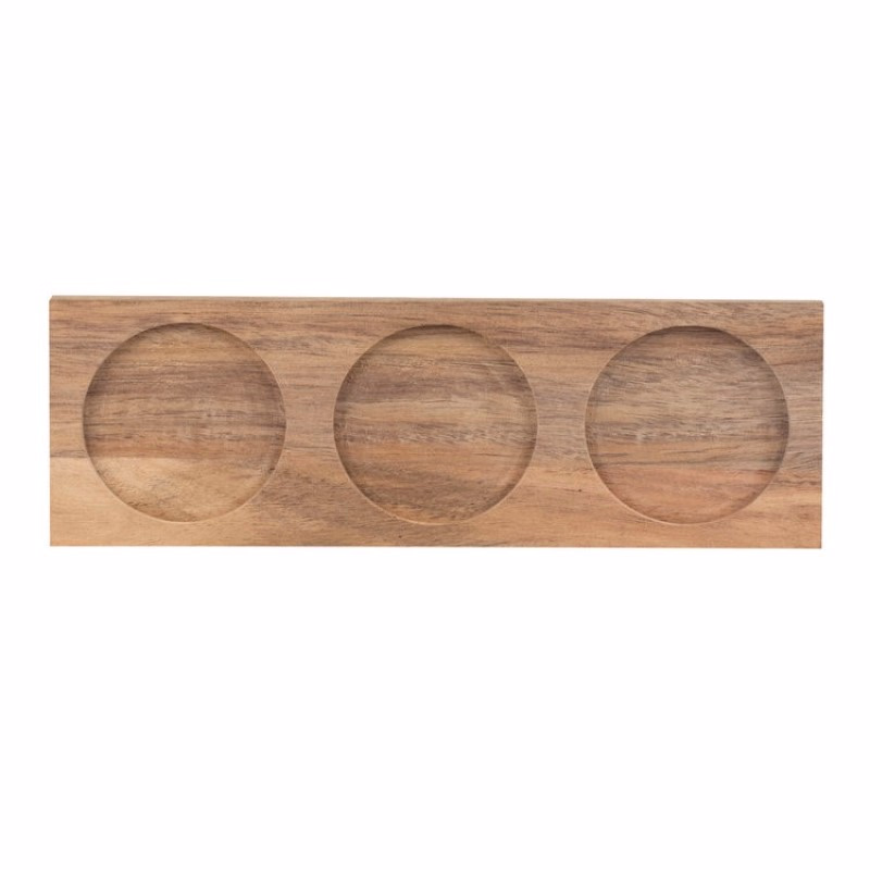 Räder houten plankje met drie schaaltjes met hartje en lepeltjes