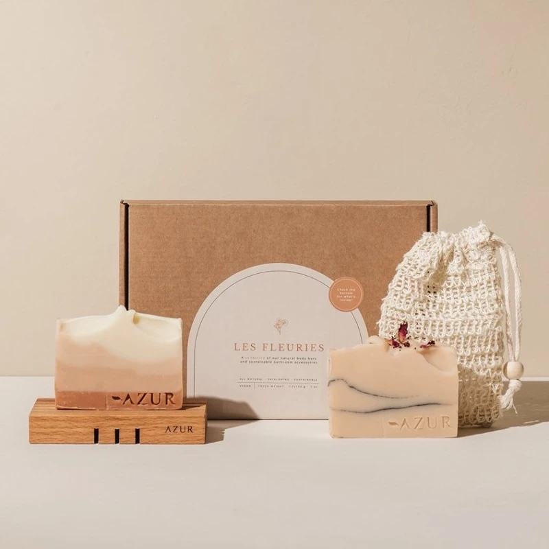 Brievenbus Giftset met natuurlijke body bars, zeephouder en zeepzakje