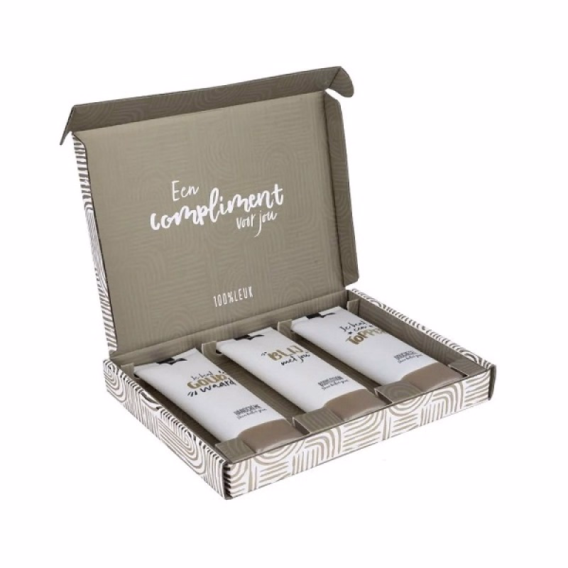 Giftset 'een compliment voor jou' door de brievenbus met 3 tubes