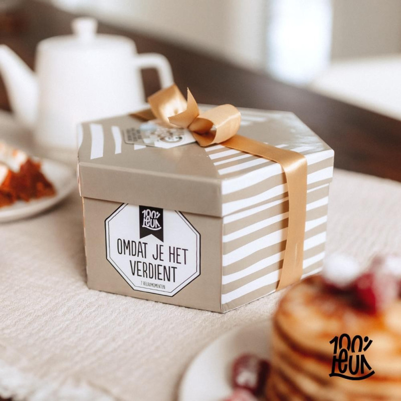 100 % Leuk Luxe Relaxmomenten Box 'Omdat je het verdient'