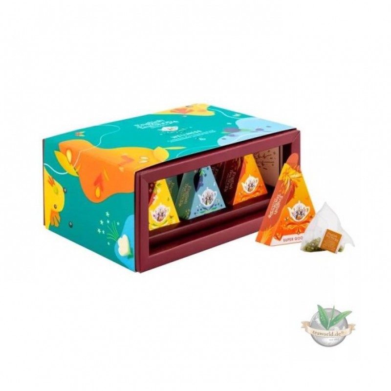 Giftbox met 12 luxe organische wellness thee pyramides