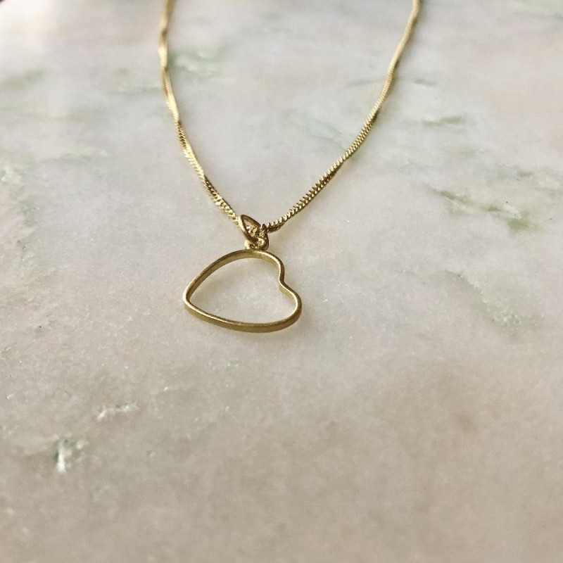 Ketting of armbandje met open hartje in zilver of goud